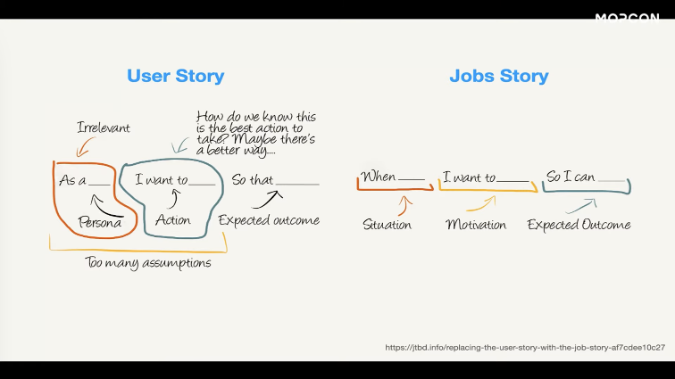 user story, job story