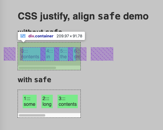 inspect justify-content no safe from Chrome dev tool